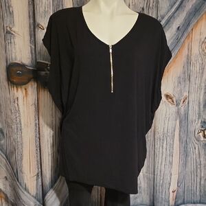Pinkblush Black Zippered Women's Top